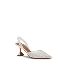 Amina Muaddi White Fabric High Heel Pumps - EU37/US7
