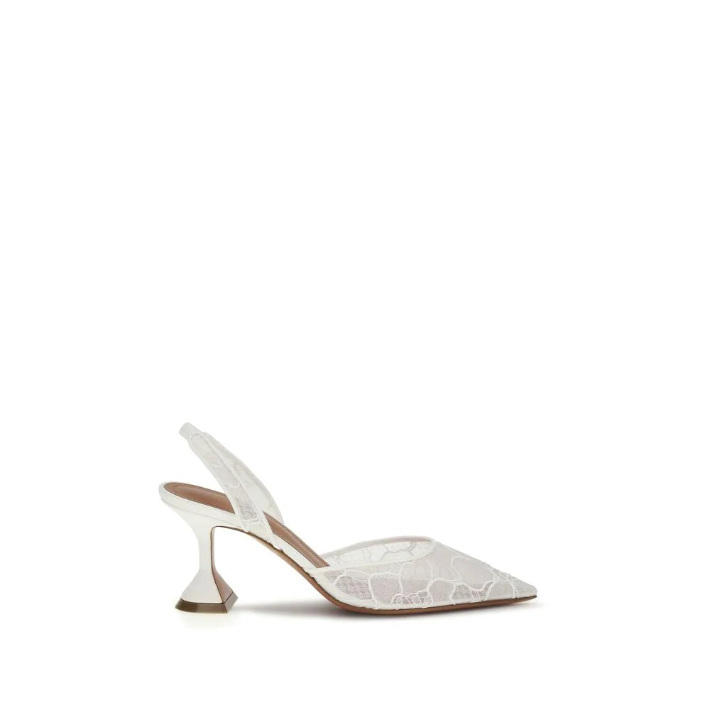 Amina Muaddi White Fabric High Heel Pumps - EU37/US7