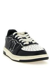 Amiri tvåfärgade låga sneakers i nötläder