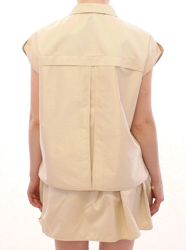 Andrea Incontri Beige Sleeveless Blouse Top - Blouses
