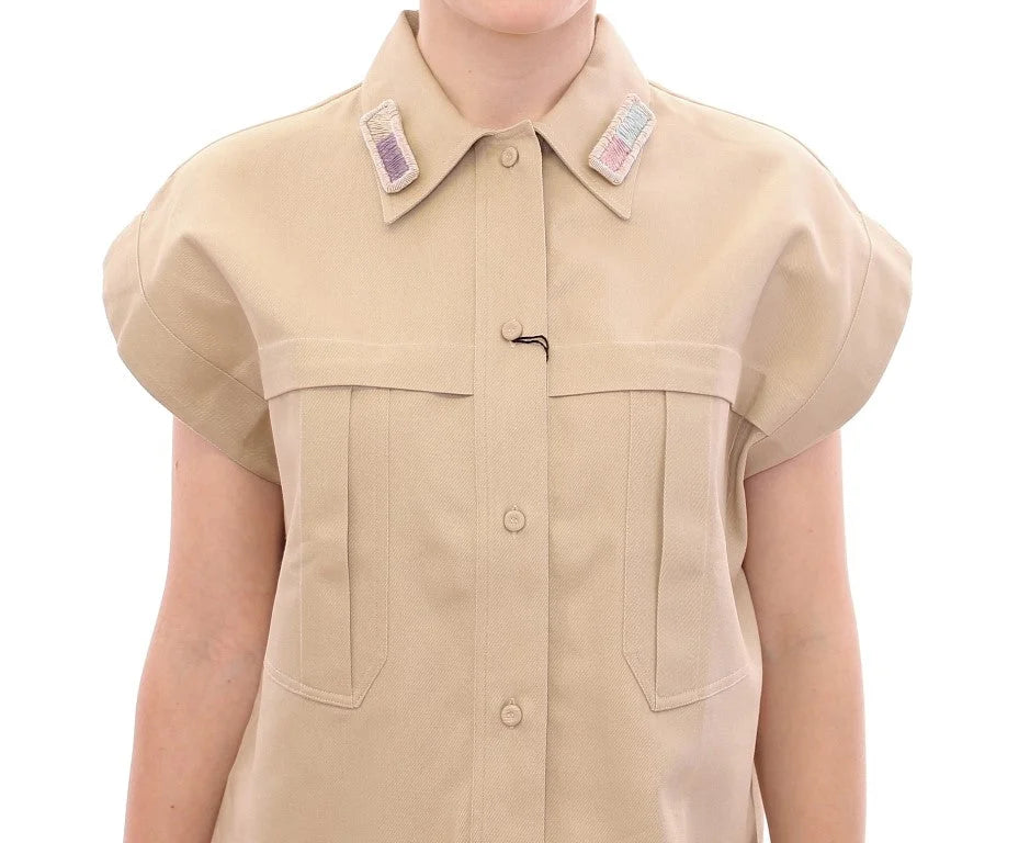 Andrea Incontri Beige Sleeveless Blouse Top - Blouses