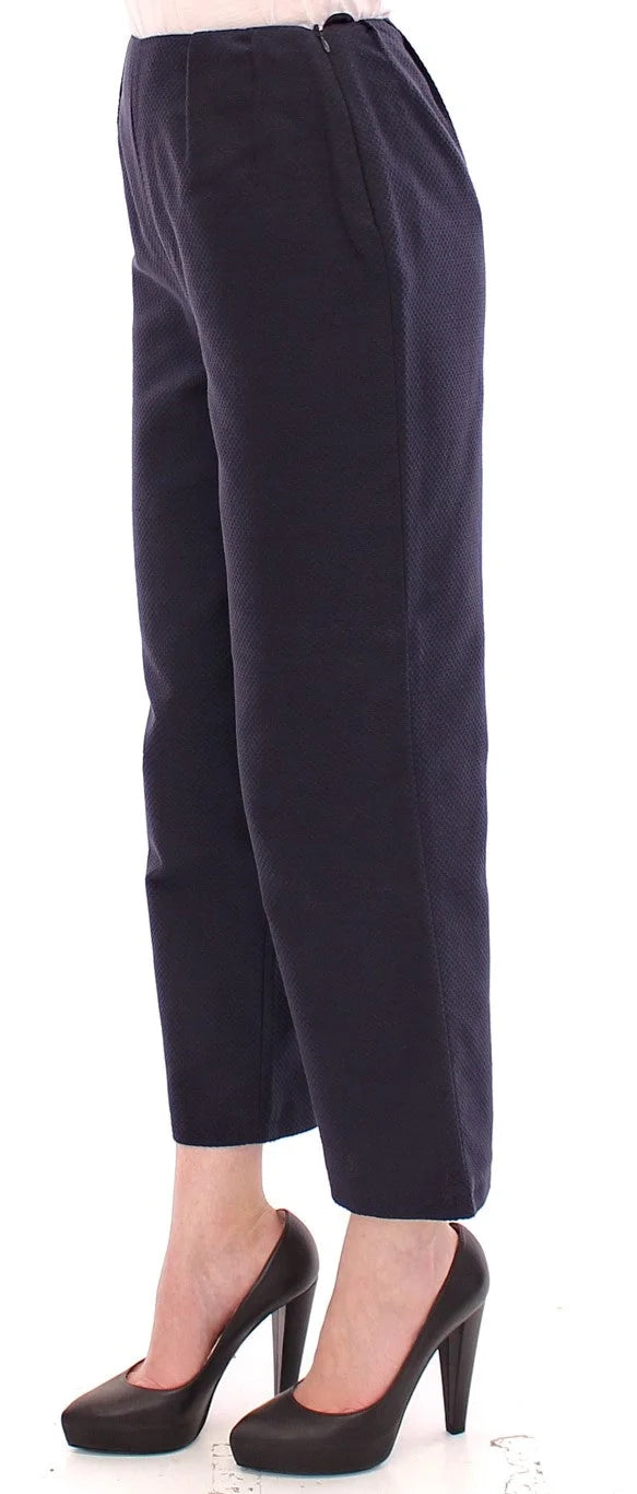Andrea Incontri Blue Cropped Cotton Pants - Trousers