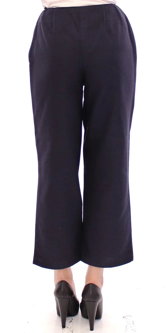 Andrea Incontri Blue Cropped Cotton Pants - Trousers