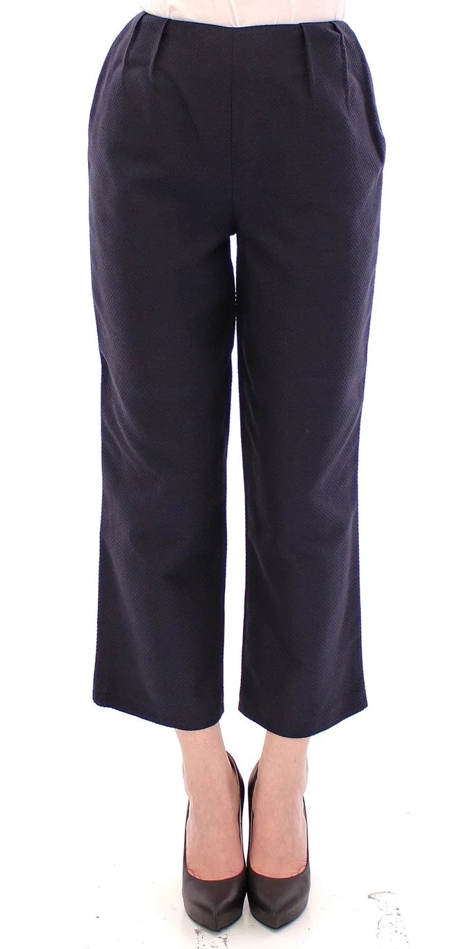 Andrea Incontri Blue Cropped Cotton Pants - Trousers