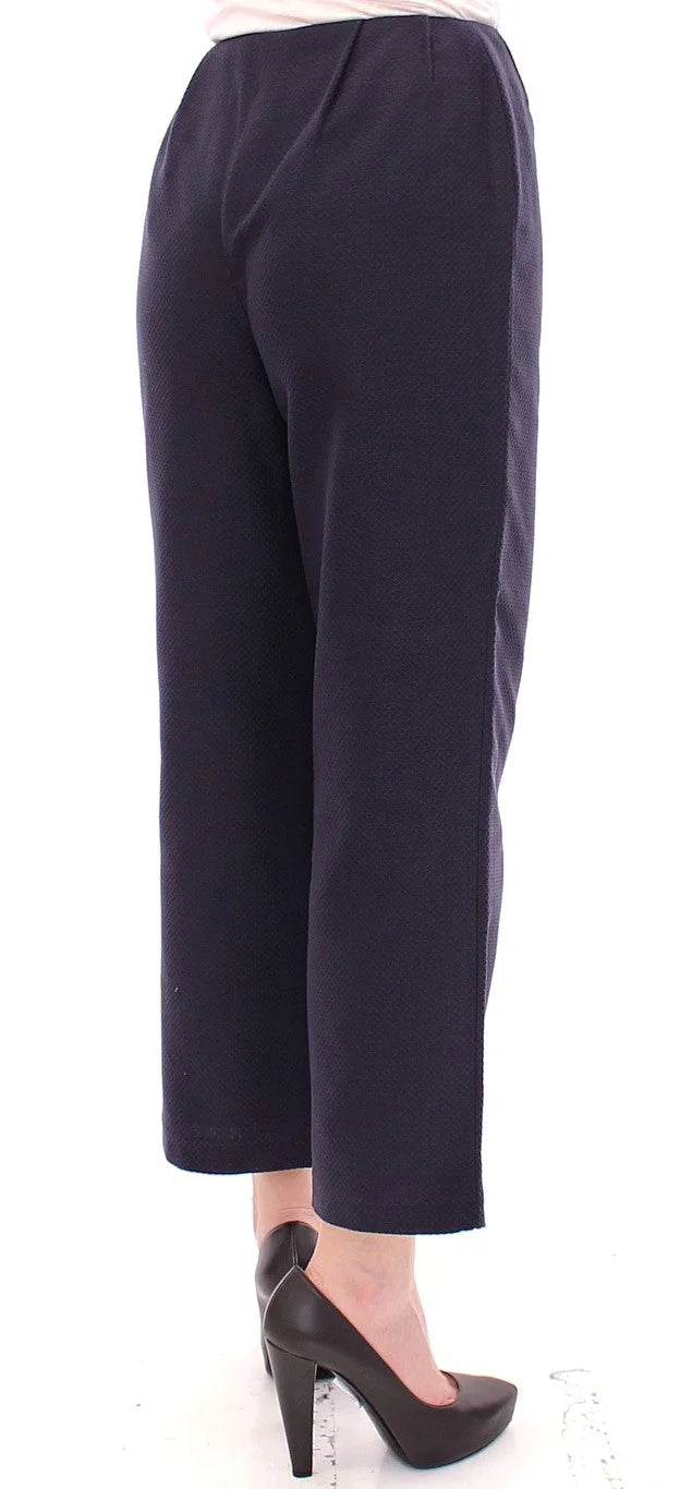 Andrea Incontri Blue Cropped Cotton Pants - Trousers