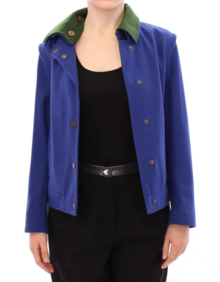 Andrea Incontri Habsburg Blue Green Wool Jacket Coat - IT38 | S - Coats & Jackets