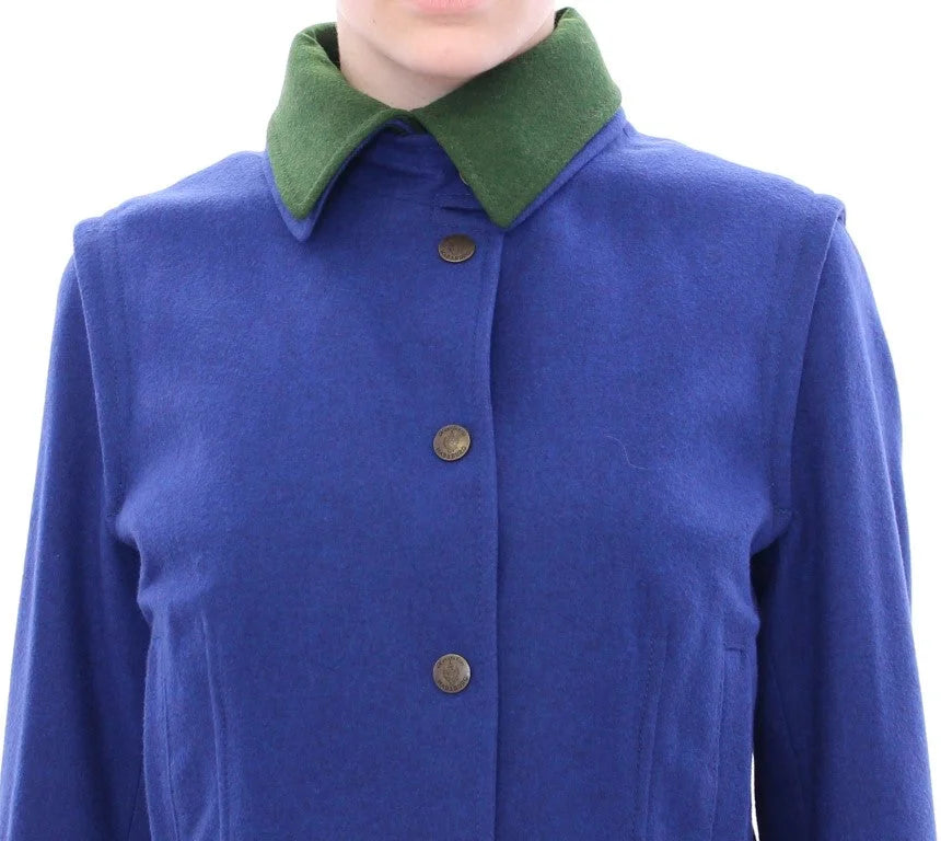 Andrea Incontri Habsburg Blue Green Wool Jacket Coat - IT38 | S - Coats & Jackets