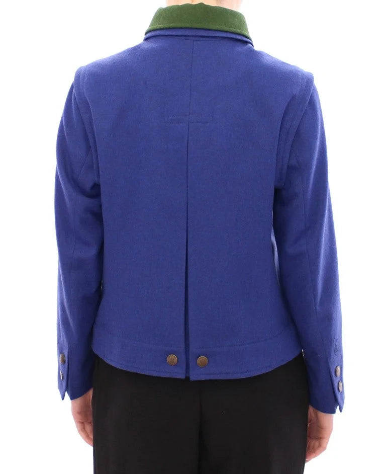 Andrea Incontri Habsburg Blue Green Wool Jacket Coat - IT38 | S - Coats & Jackets