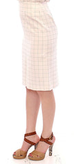 Andrea Incontri White Cotton Checkered Pencil Skirt - Skirts