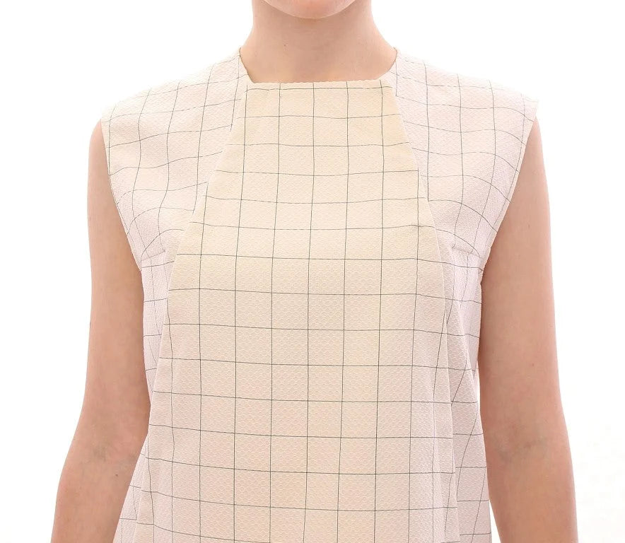 Andrea Incontri White Cotton Checkered Shirt Top - IT42|M - Shirts