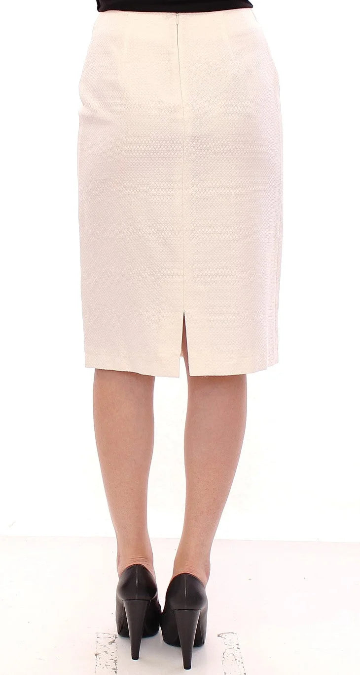 Andrea Incontri White Cotton Floral Embroidery Skirt - IT40|S - Skirts