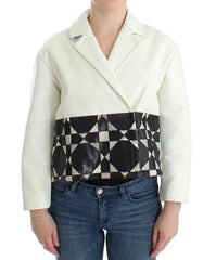 Andrea Pompilio White Black Cropped Leather Jacket - IT40|S - Coats & Jackets