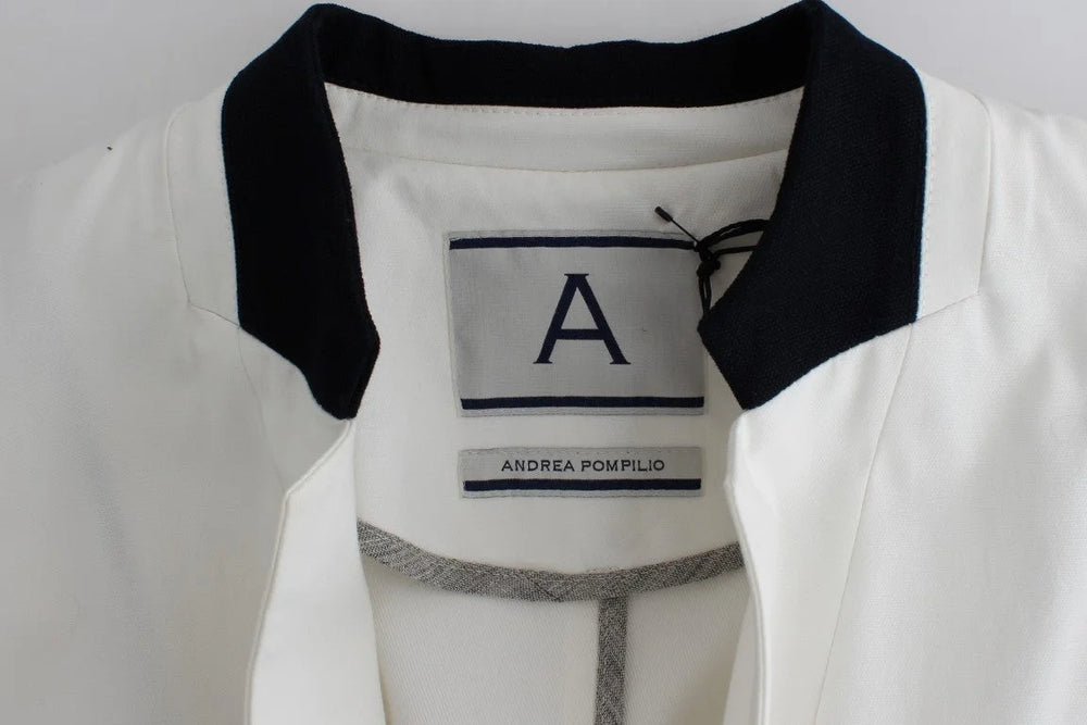 Andrea Pompilio White Cotton Blend Oversized Blazer Jacket - Coats & Jackets