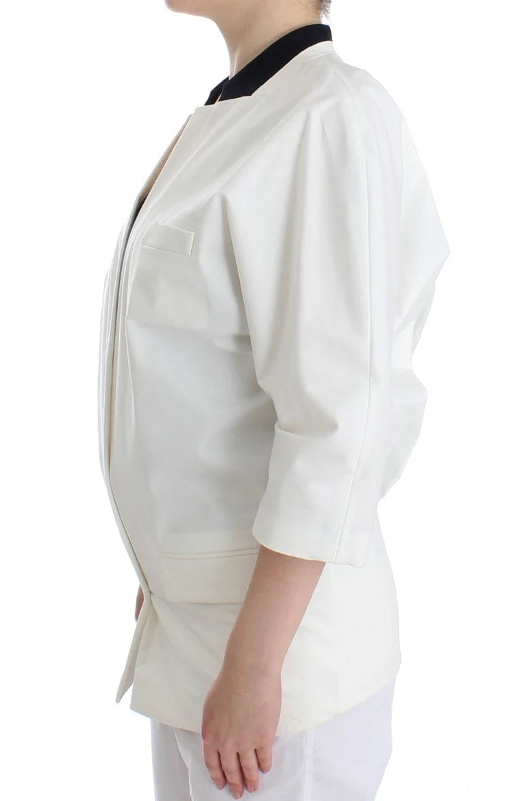 Andrea Pompilio White Cotton Blend Oversized Blazer Jacket - Coats & Jackets