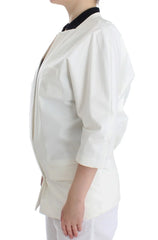Andrea Pompilio White Cotton Blend Oversized Blazer Jacket - Coats & Jackets