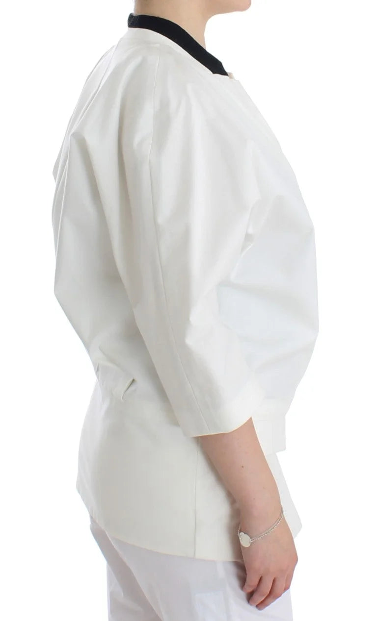 Andrea Pompilio White Cotton Blend Oversized Blazer Jacket - Coats & Jackets