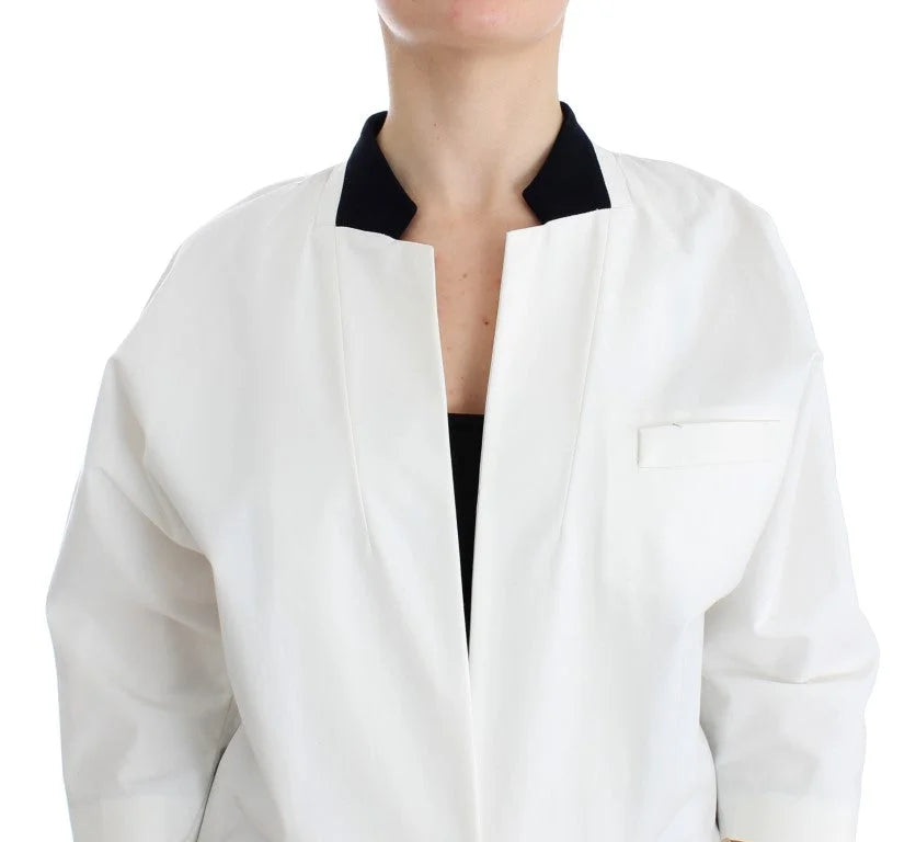 Andrea Pompilio White Cotton Blend Oversized Blazer Jacket - Coats & Jackets