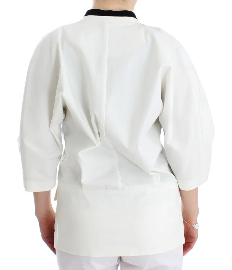 Andrea Pompilio White Cotton Blend Oversized Blazer Jacket - Coats & Jackets