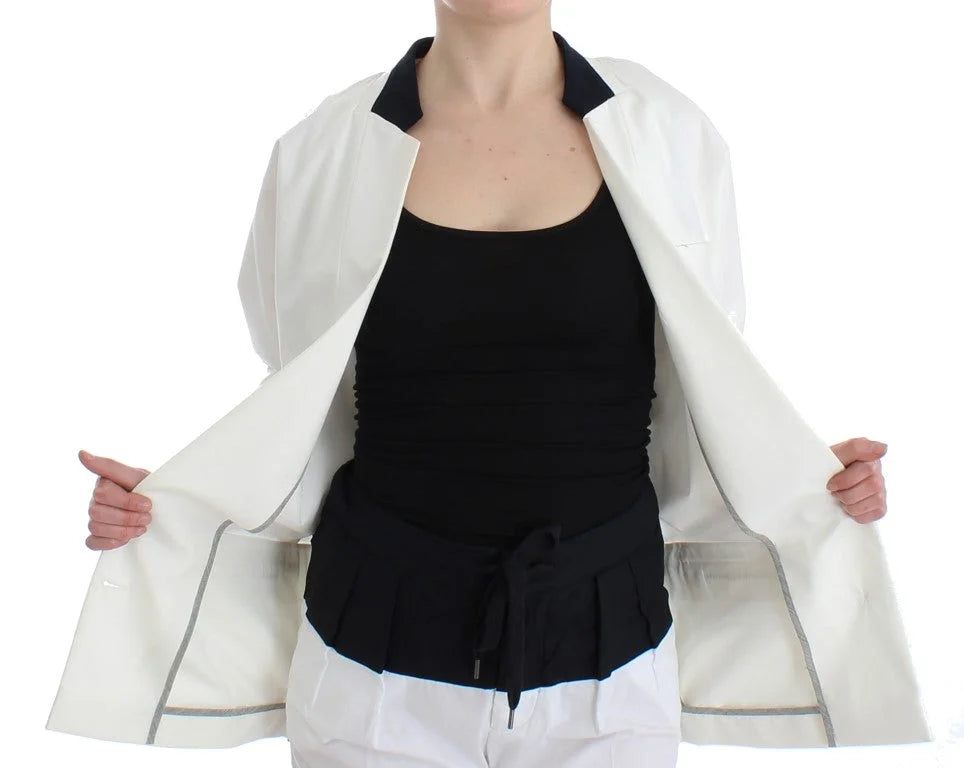 Andrea Pompilio White Cotton Blend Oversized Blazer Jacket - Coats & Jackets