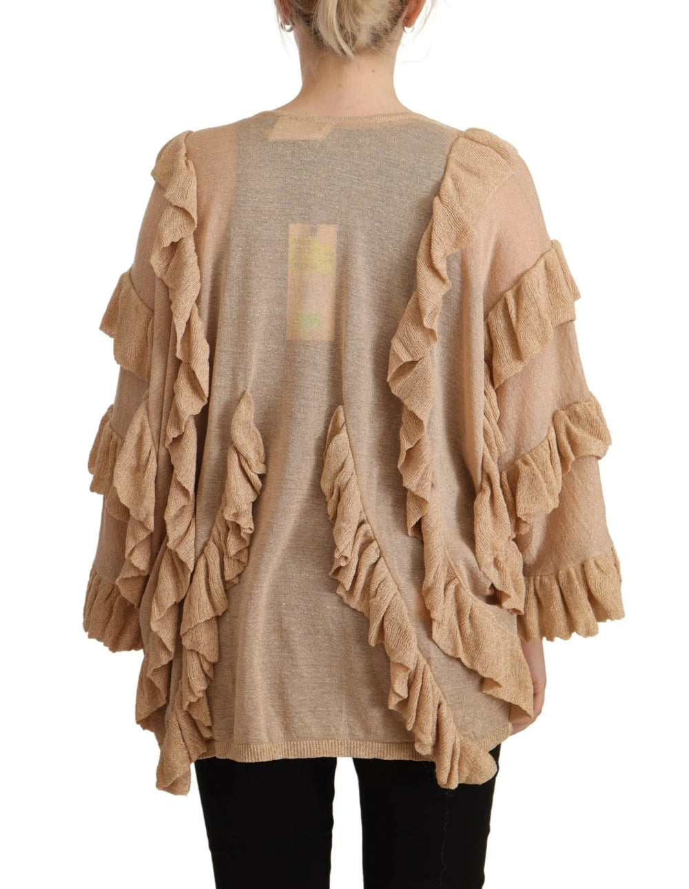 Aniye By Beige Ruffle Long Sleeves Open Front Cardigan Sweater - IT40|S - Cardigans