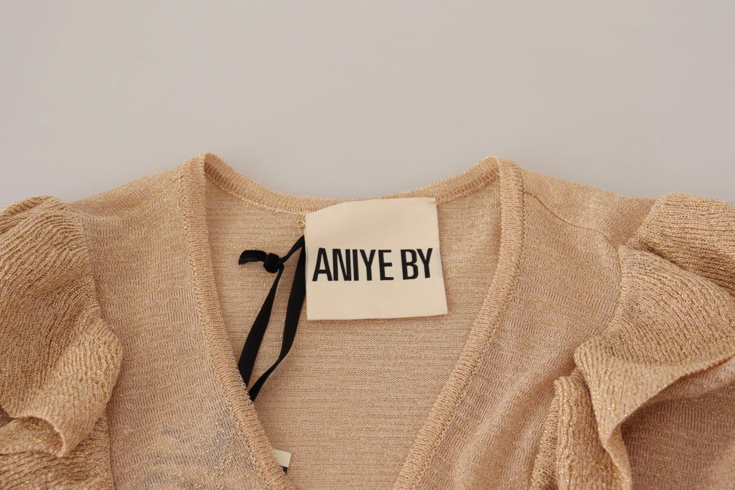 Aniye By Beige Ruffle Long Sleeves Open Front Cardigan Sweater - IT40|S - Cardigans