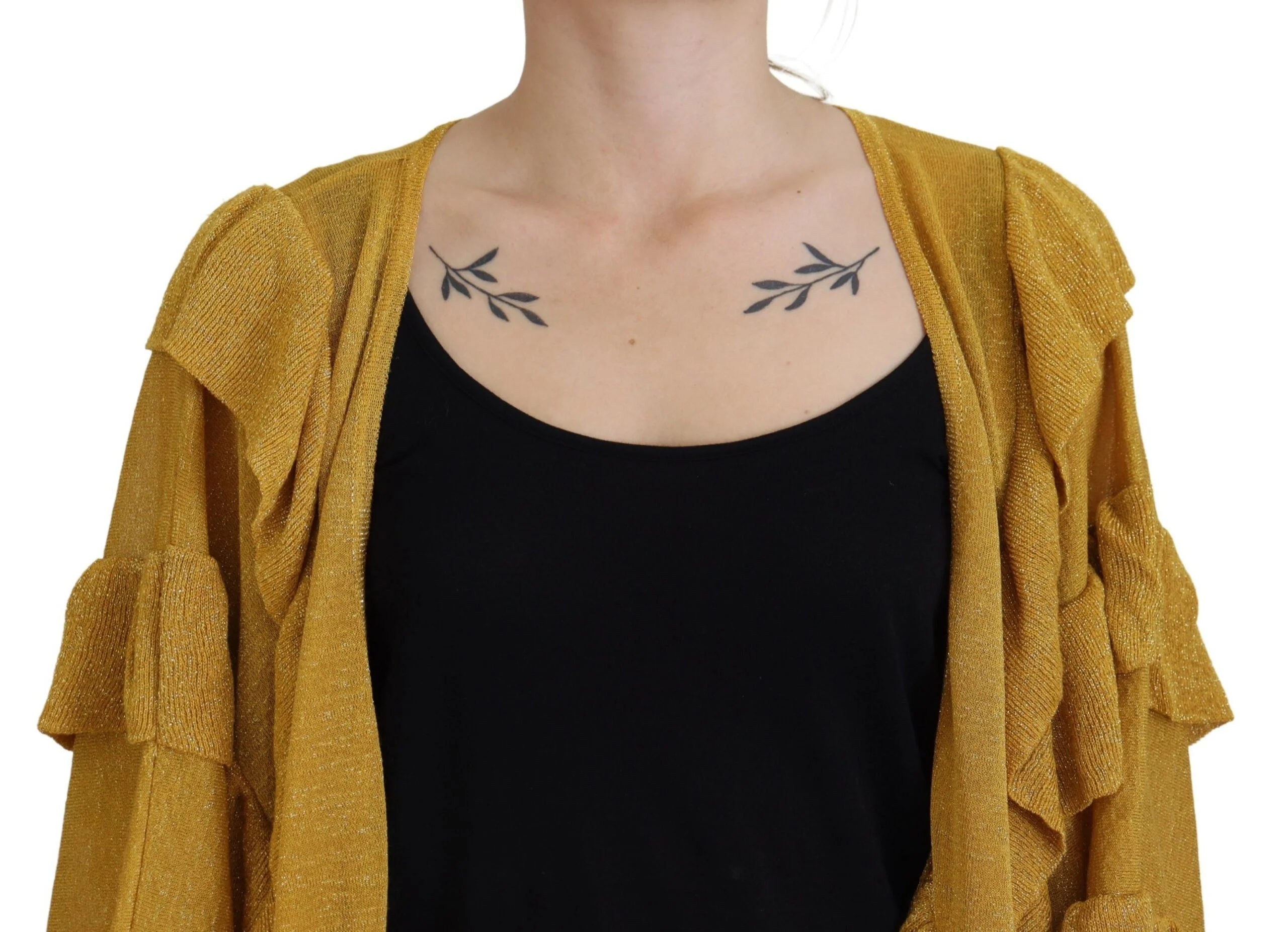 Aniye By Gold Long Sleeves Ruffled Women Cardigan Sweater - IT40|S - Cardigans