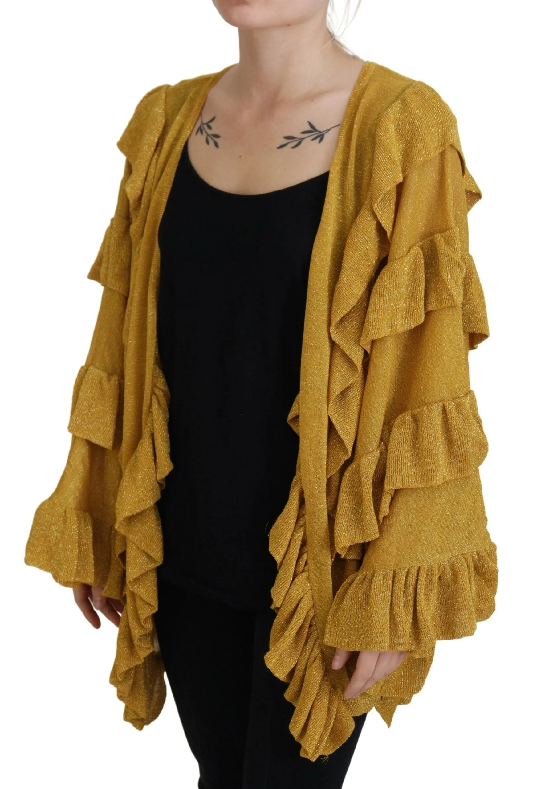 Aniye By Gold Long Sleeves Ruffled Women Cardigan Sweater - IT40|S - Cardigans