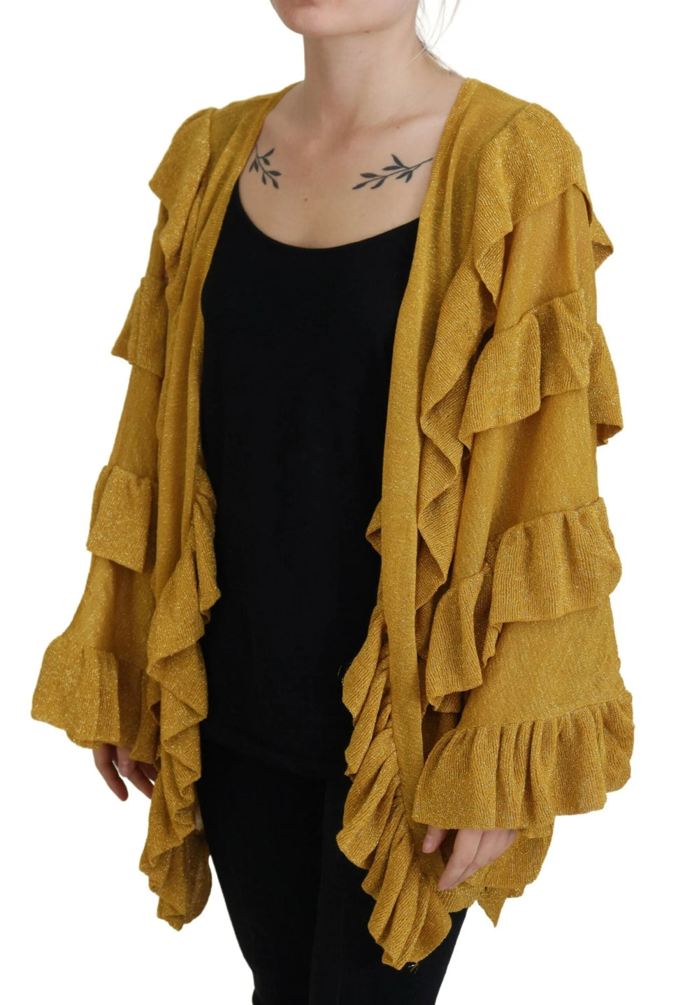 Aniye By Gold Long Sleeves Ruffled Women Cardigan Sweater - IT40|S - Cardigans