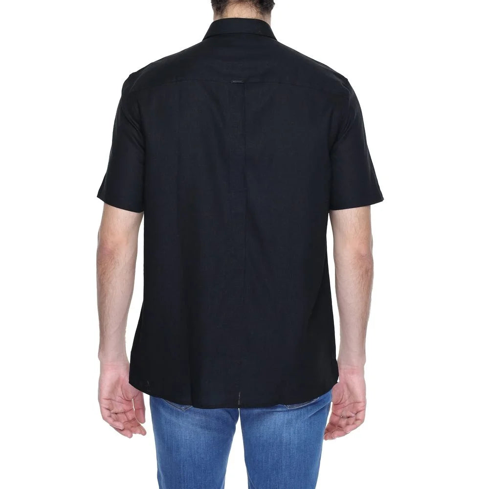 Antony Morato Black Linen Shortsleeve - Shirts