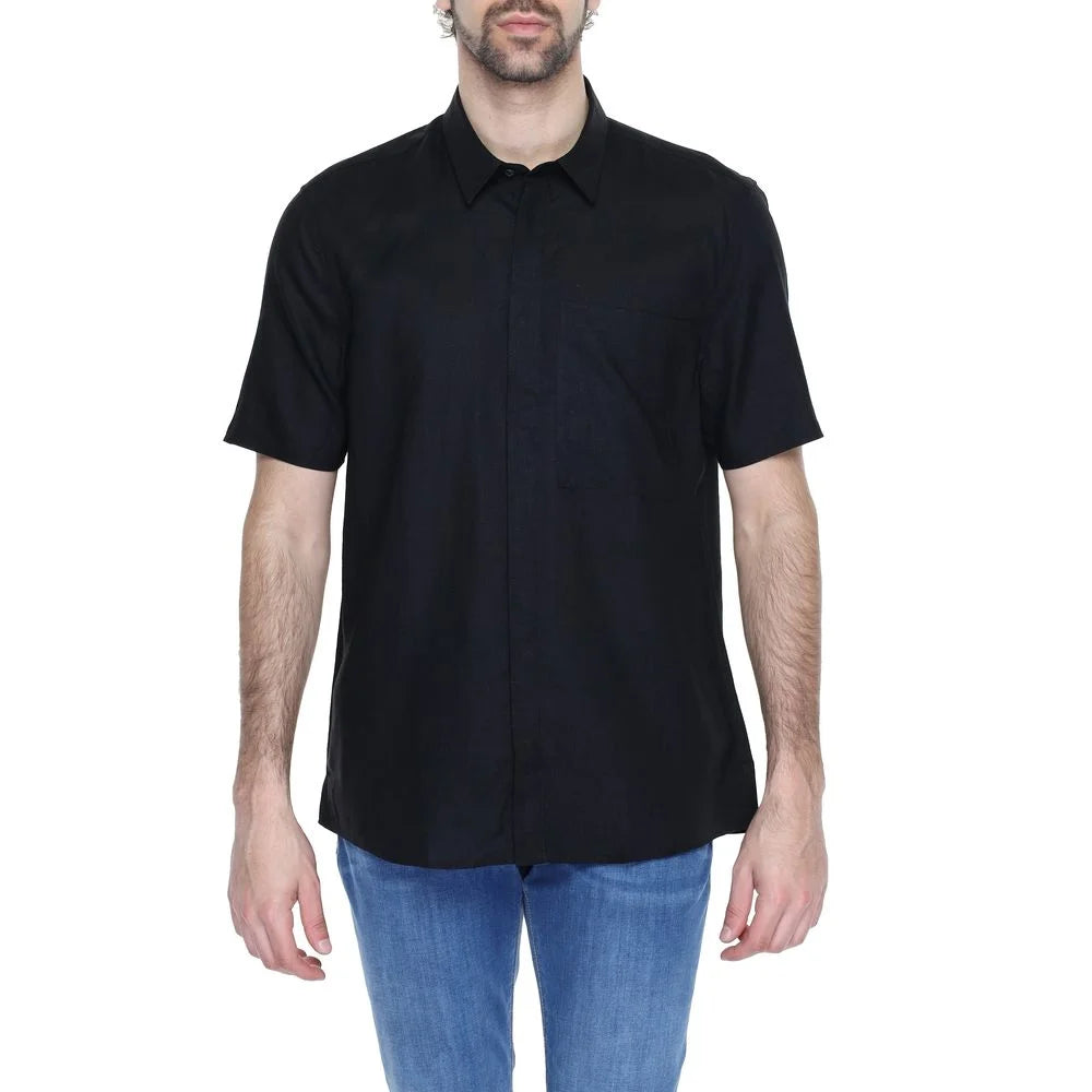 Antony Morato Black Linen Shortsleeve - Shirts