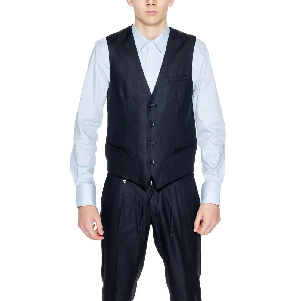 Antony Morato Black Linen Waistcoat - IT48 | M - Vests