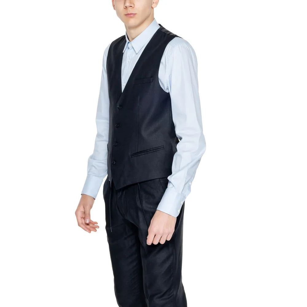 Antony Morato Black Linen Waistcoat - IT48 | M - Vests