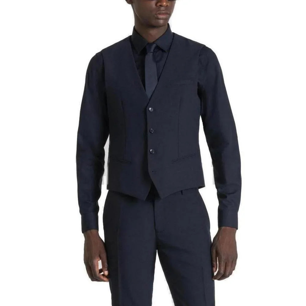Antony Morato Blue Polyester Waistcoat - Vests