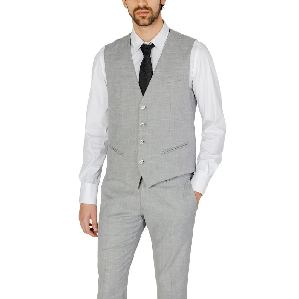 Antony Morato Gray Polyester Waistcoat - Vests