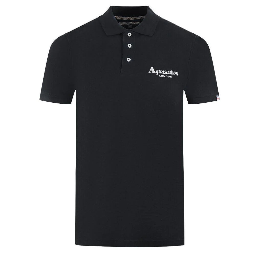 Aquascutum Black Cotton Polo Shirt - Polos