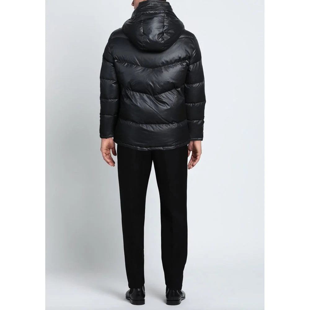 Aquascutum Black Polyester Men Jacket with Removable Hood - IT46 | S - Puffer Jackets