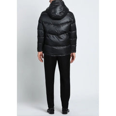 Aquascutum Black Polyester Men Jacket with Removable Hood - IT46 | S - Puffer Jackets