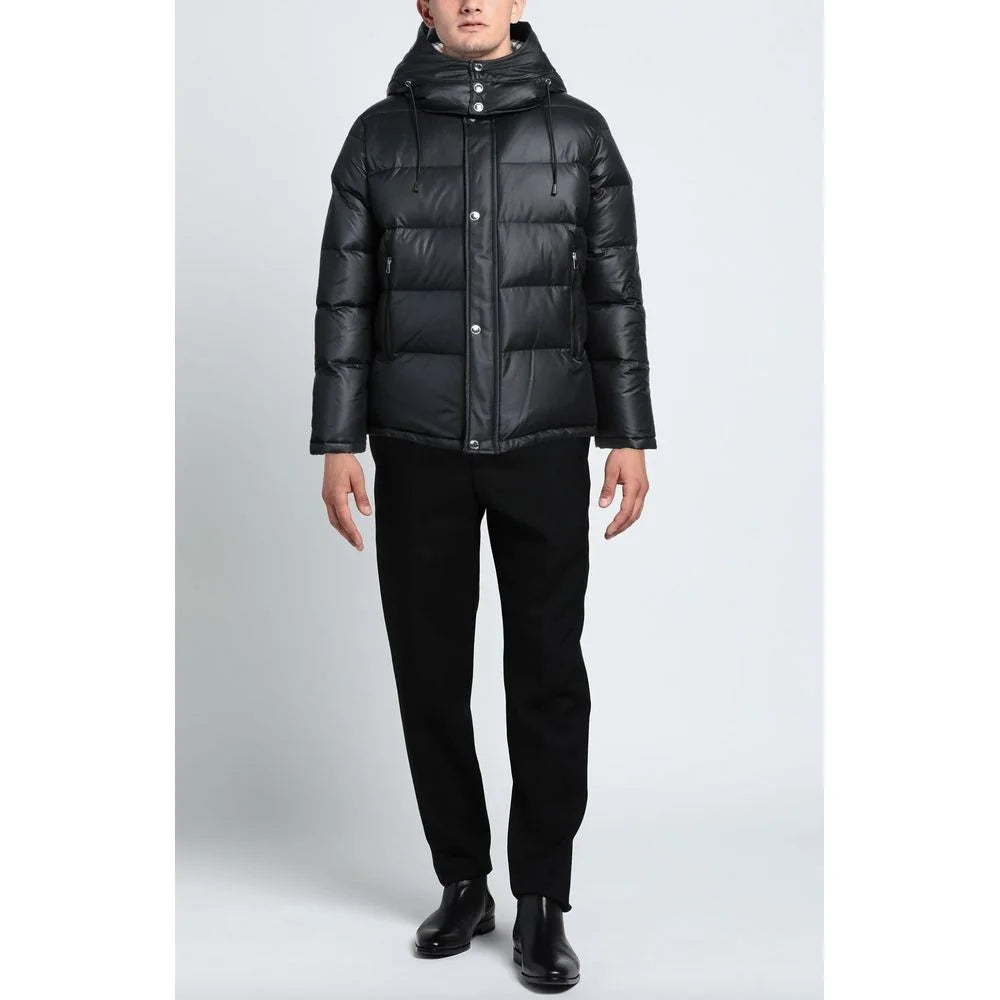 Aquascutum Black Polyester Men Jacket with Removable Hood - IT46 | S - Puffer Jackets