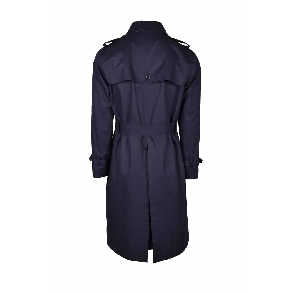 Aquascutum Blue Cotton Men Trench Coat - IT56 | 3XL