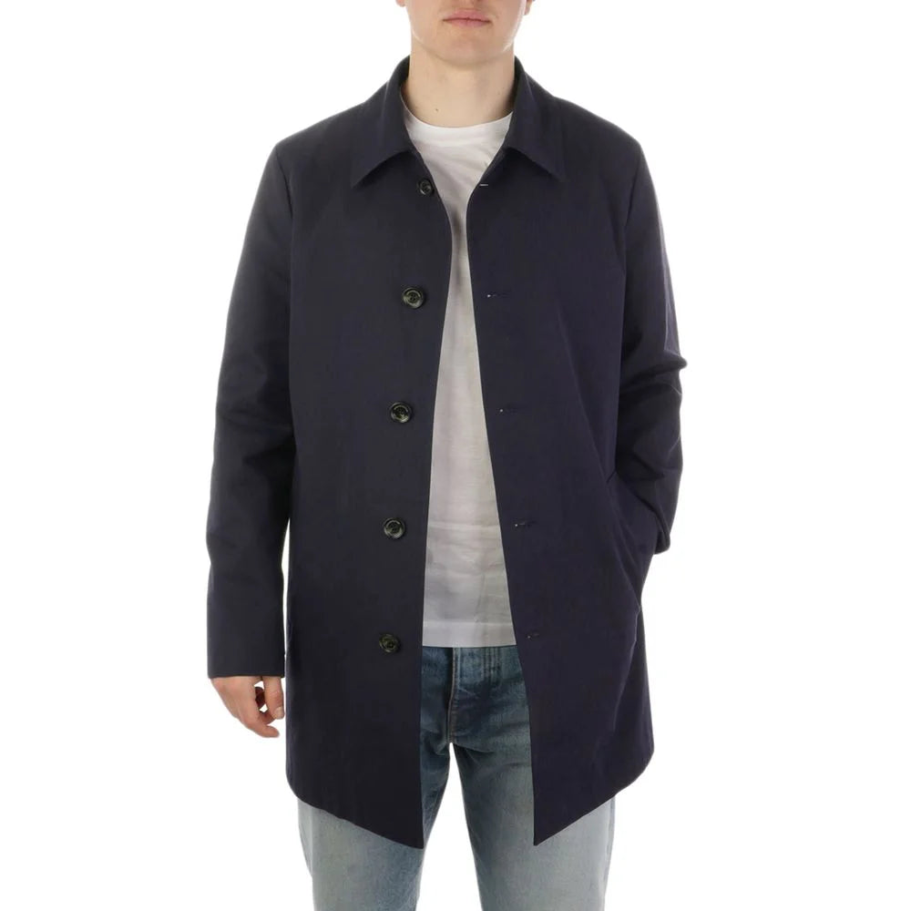 Aquascutum Blue Cotton Men Trench Coat - IT56 | 3XL