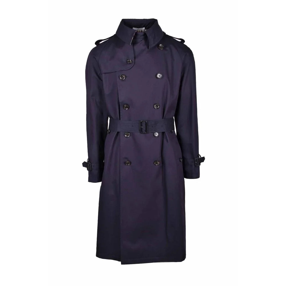 Aquascutum Blue Cotton Men Trench Coat - IT56 | 3XL