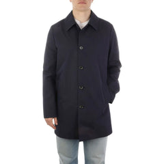 Aquascutum Blue Cotton Men Trench Coat - IT56 | 3XL
