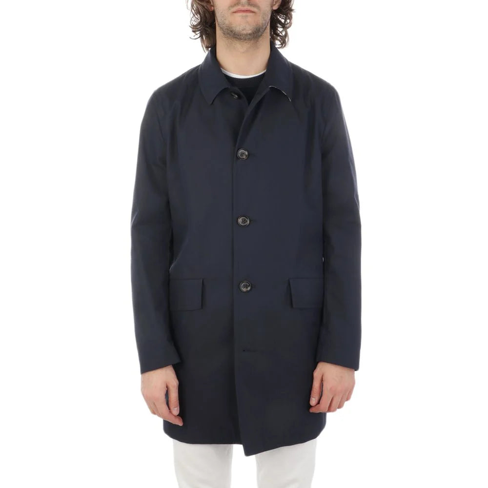 Aquascutum Blue Cotton Men’s Raincoat - IT48 | M - Trench Coats