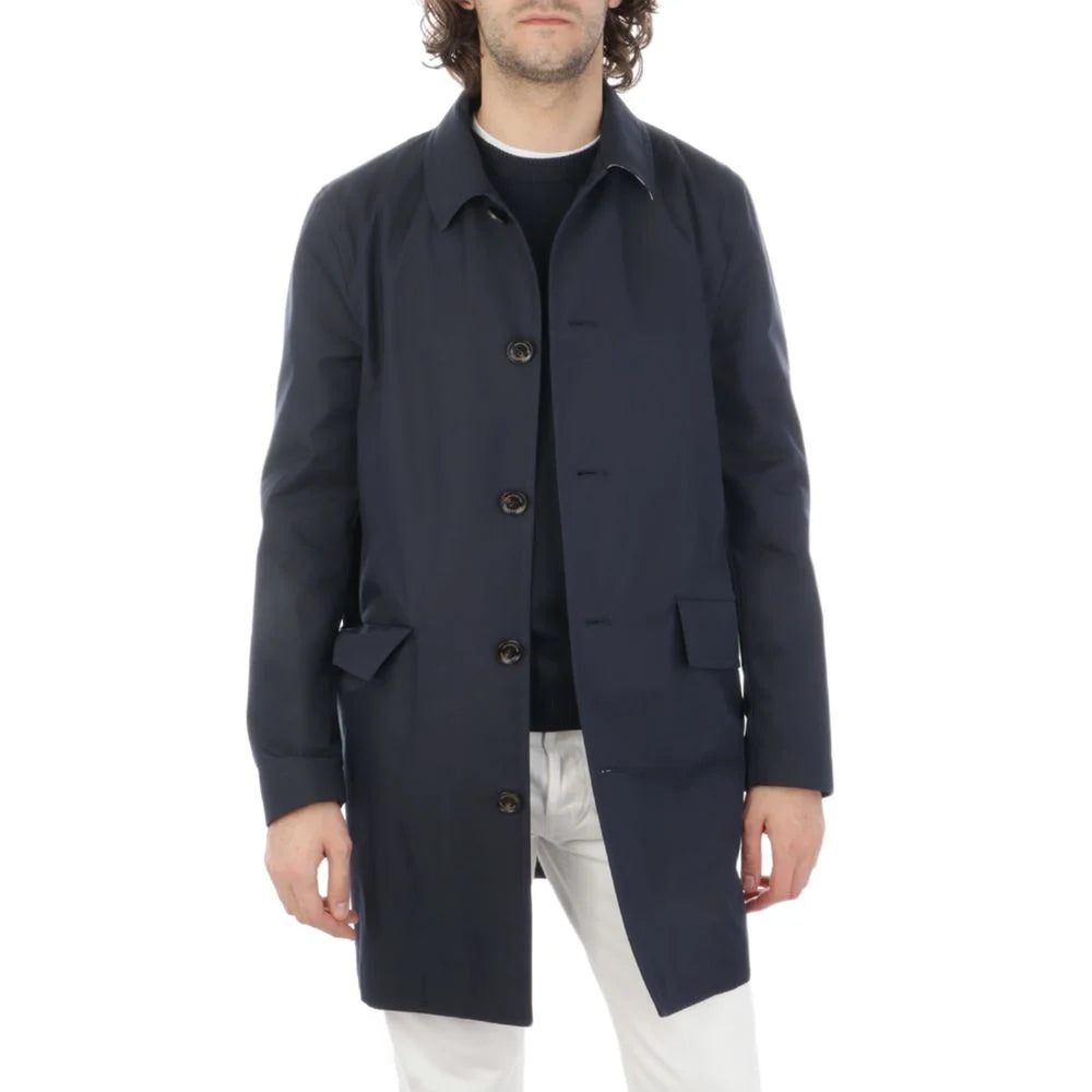 Aquascutum Blue Cotton Men’s Raincoat - IT48 | M - Trench Coats