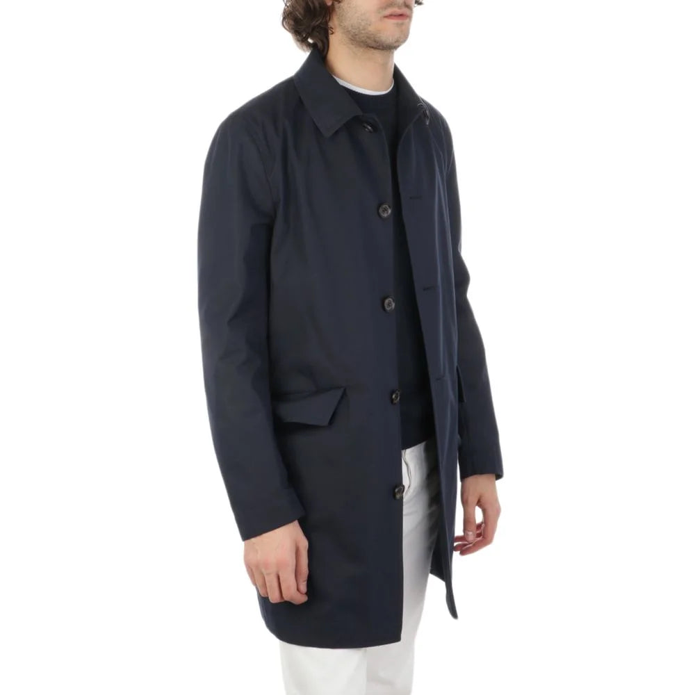 Aquascutum Blue Cotton Men’s Raincoat - IT48 | M - Trench Coats