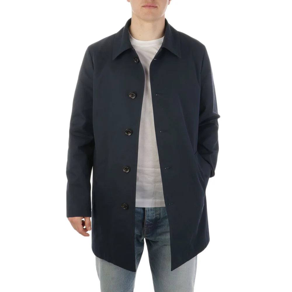 Aquascutum Blue Cotton Men’s Trench Coat - Trench Coats