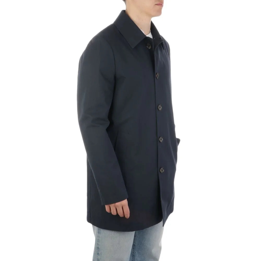 Aquascutum Blue Cotton Men’s Trench Coat - Trench Coats
