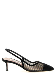 Aquazzura Black Textile Mid Heel Pumps