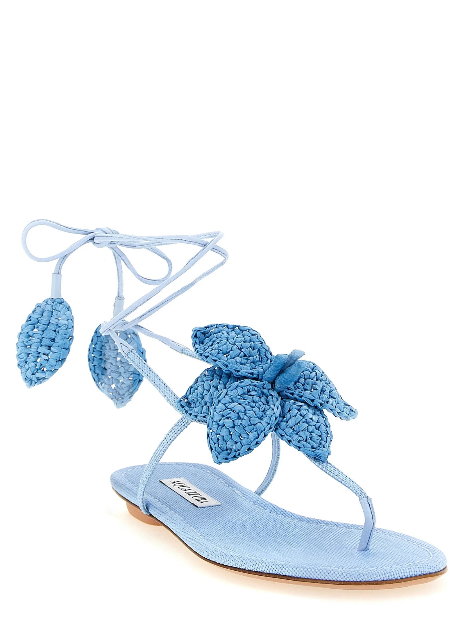 Aquazzura Blue Viscose Flat Sandals