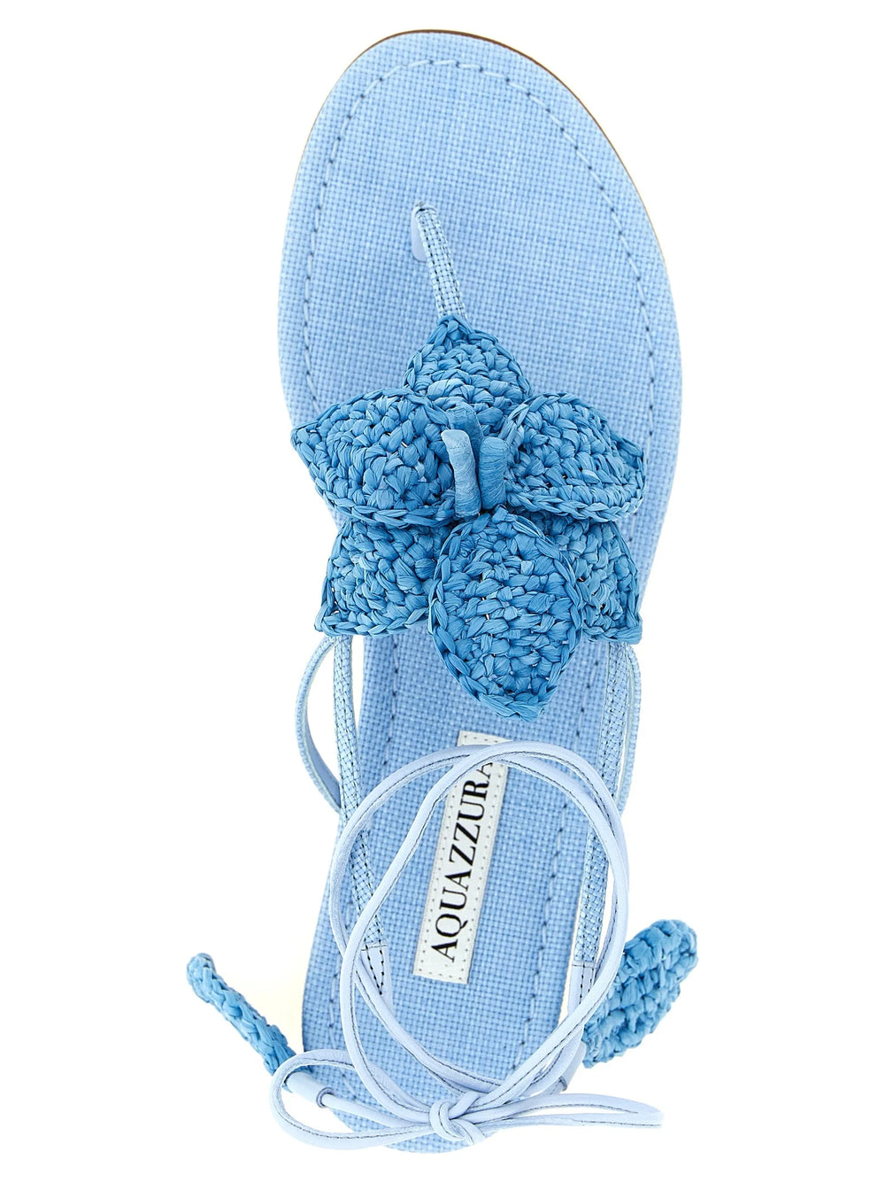 Aquazzura Blue Viscose Flat Sandals